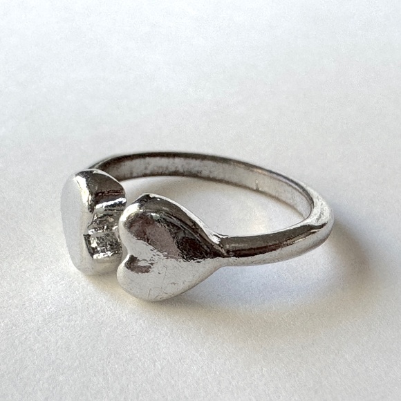 Double Heart Ring size 3, silver - Picture 1 of 10